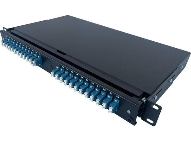 Fiberpanel OS2 inkl 24xLC-D adapter Sort